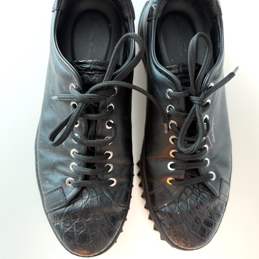 Black Ferragamo Leather Men's Shoes AUTHENTIC